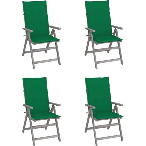 Hochlehner Verstellbar 4 Stk. mit Auflagen Massivholz Akazie