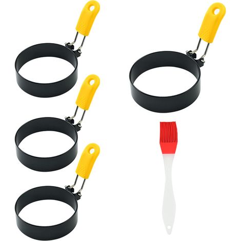 Moule à crêpes rond professionnel (lot de 4), anneaux de cuisson pour œufs, moule à œufs rond antiadhésif pour œufs au plat, crêpes, sandwichs (1/5)