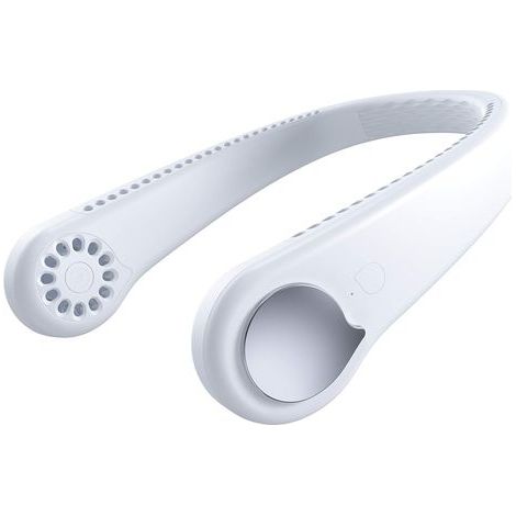 Tragbarer, stangenloser Nackenventilator, freihändiger persönlicher Ventilator mit 3-stufiger Windregulierung und USB-Aufladung für Reisen, Sport und Outdoor-Aktivitäten, 1800 mAh Akku, weiß. (1/3)