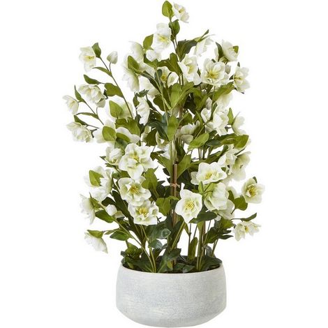 Large Hellebore in Pot - Plastic - L52 x W52 x H85 cm - White/Grey