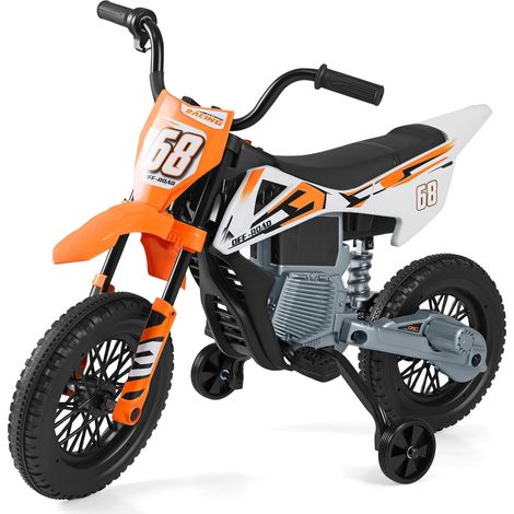 Motocicleta eléctrica para niños de 12 V con ruedas de entrenamiento extraíbles