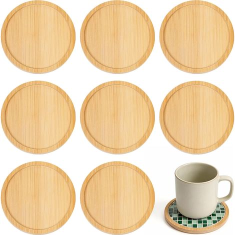 Lot de 8 Sous-verres en Bambou, Hexagonale, Mosaïque, Loisirs Créatifs, Salon, Jardin