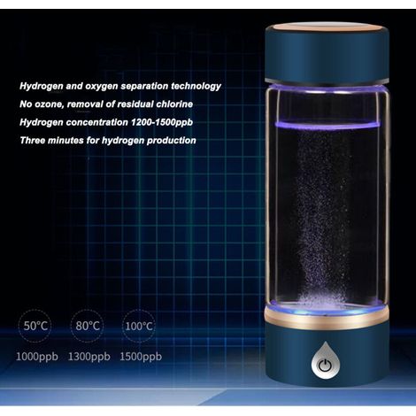 Générateur d'Eau Hydrogéné Portable 420ml SPE PEM Rechargeable pour Maison & Sport - Bouteille Technologie Titane Platine pour Santé et Bien-être (1/4)