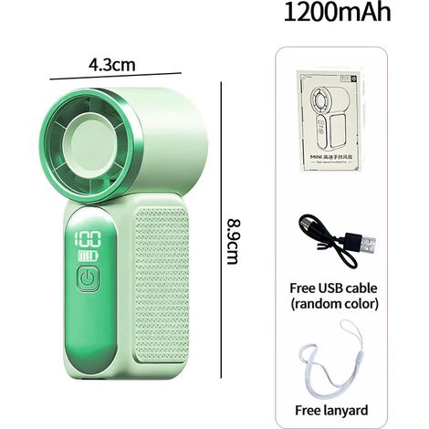 Ventilateur portable (vert) 16 °C avec refroidissement rapide, mini ventilateur rechargeable avec fonction fraîcheur au toucher (1/5)