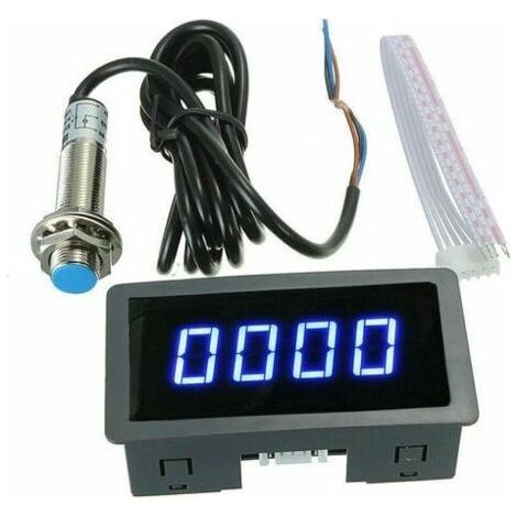 Digital Tachometer 5-9999 RPM with NPN Hall Sensor – Blue LED Display – 10mm Detection Range – Temperature 0-50°C (1/4)