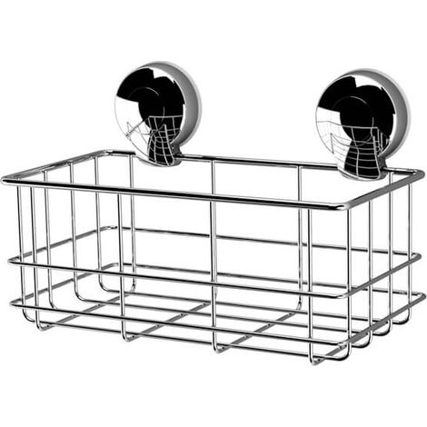 Showerdrape Suctionloc Chrome Steel Suction Wall Mounted Bottle Basket (1/7)