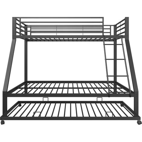 Litera de metal negro 90x200 y 140x200 cm con cama nido 90x190 cm (1/5)