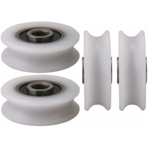 4pcs 4x20x6.5x7.4mm Blanc Intérieur Dia 4MM U-Groove Nylon Poulie Roue pour Porte Coulissante- (1/3)