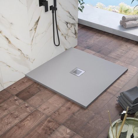 Piatto doccia 80x80cm in marmoresina grigio effetto pietra Kos (1/4)