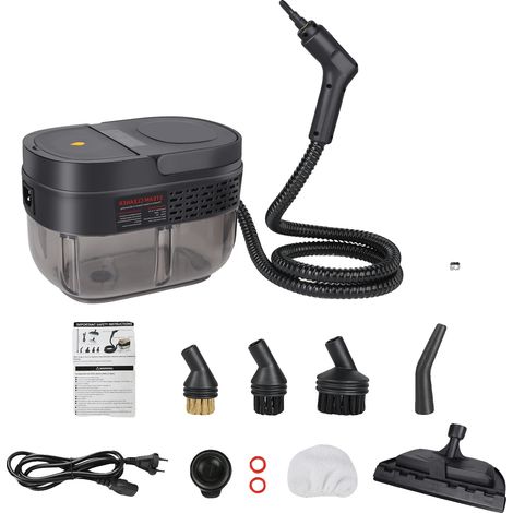 Nettoyeur à vapeur, design portable, grand réservoir d'eau, noir (1/2)