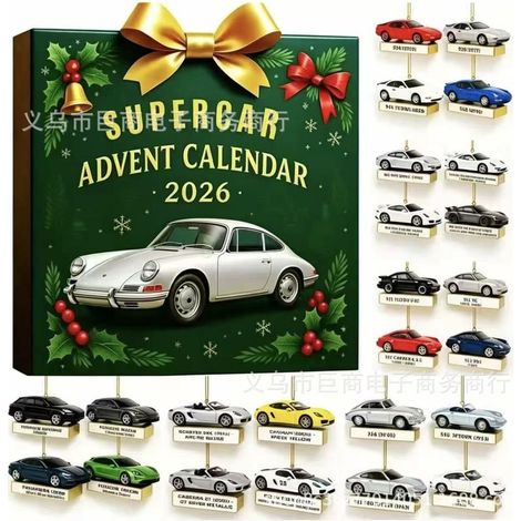 Calendrier de Compte à Rebours Halloween et Noël, Thème Porsche, Boîte Surprise, Pendentif Acrylique