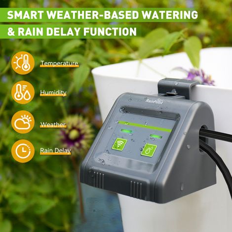 Système d'arrosage automatique Wi-Fi pour 10 plantes – Débit max 30 L/h – Programmable 30s à 30min – IK10PWDLS – Rainpoint
