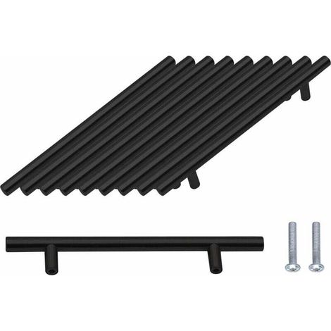 Paquet de 10 Poignées Noir de Porte 160mm Acier Inoxydable Poignees pour Meuble Armoire avec Vis