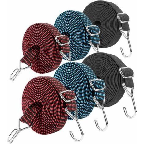 -Lot de 6 tendeurs réglables 2 m avec crochet (noir + bleu + rouge) (1/4)