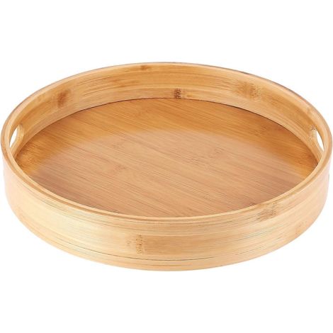 Plateau de service rond en bambou avec poignée, plateau de rangement n° 2 (1/5)