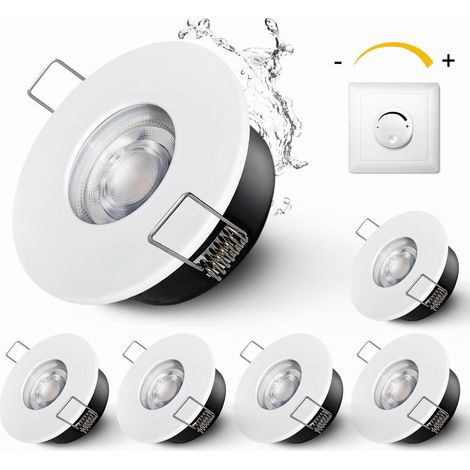 4X Spot LED Noir Encastré IP65 étanche Spot de Plafond Encastrable LED 5W Blanc Chaud 3000K Eclairage Encastré Pour salle de bain, cuisine, couloir, douille GU10 incluse