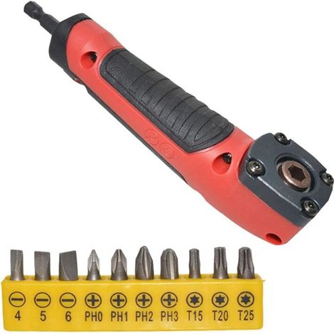 Perceuse à angle droit 1/4", tournevis électrique, outil de travail à angle droit avec 10 jeux (1/5)