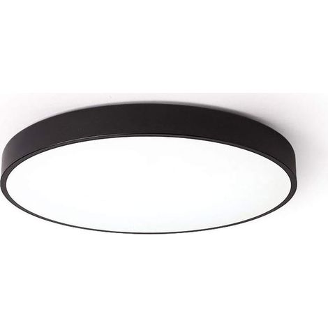 Plafonnier LED moderne ultra-lumineux, design créatif en fer, ultra-fin et rond, à fixation encastrée, pour la décoration intérieure, noir. (1/5)