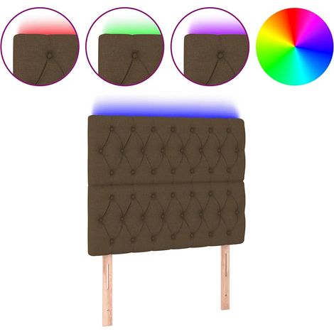Maison Exclusive - Cabecero con luces LED tela marrón oscuro 90x7 (1/5)