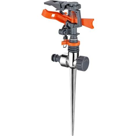 FUXTEC Impulskreisregner/Sektorenregner FX- IKRG1 inkl Metallspike, zur Bewässerung größerer Flächen bis 300 m², Variables Intervall von 25-360 Grad möglich