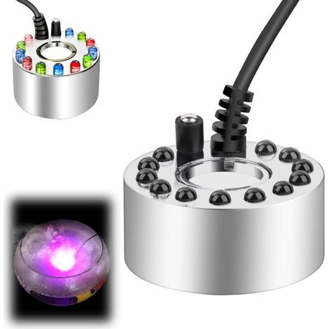 Compact ultrasonic mist system with 12 colored LEDs, dense mist, including transformer – Ideal for fountains and ornamental ponds (1/5)