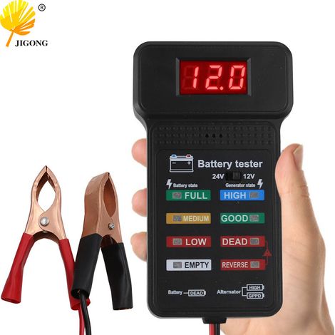 Testeur de batterie 12V/24V, testeur de capacité de batterie, testeur à voyant rouge, détecteur de charge restante de batterie de voiture (1/5)