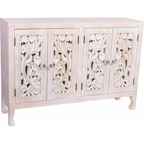 Aparador de madera de 4 puertas 100,5x26x70h cm (1/5)