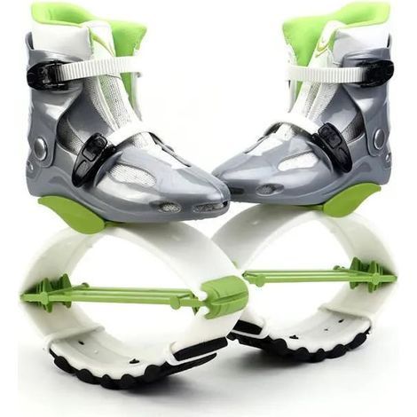 CHIGOODS Känguru Sprungschuhe Känguru-Schuhe für Trainingsübungen，Grün + Weiß，Größe 36-38（L），Gewicht 50-70 kg