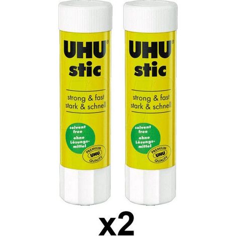 Lot de 2 bâtons de colle blanche UHU 8,2g