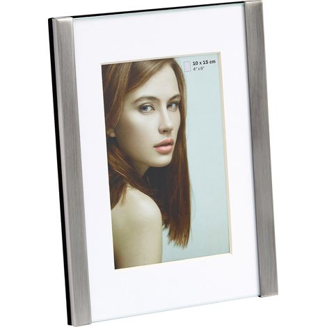 Cadre photo argent 10 x 15 cm avec passe-partout, Cadre portrait IM015S (1/4)