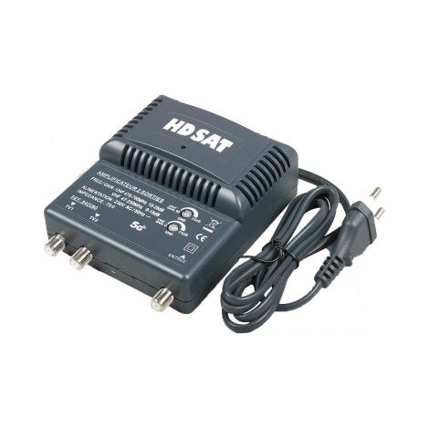 Amplificateur TNT intérieur 2 sorties – Gain réglable 10-25dB – Connectique F – Idéal pour améliorer le signal TV – Hdsat