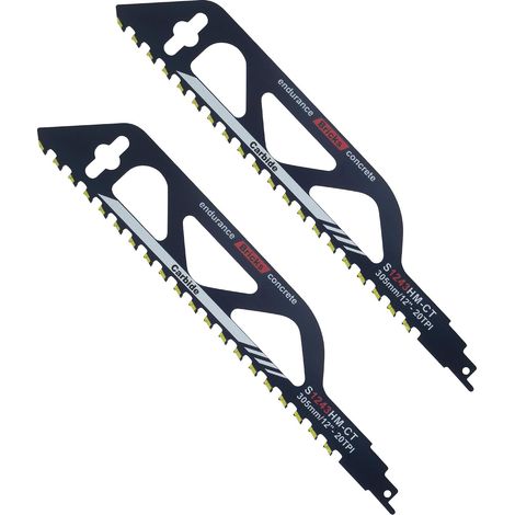 2 Piece Sabre Saw Blade, Sabre Saw Blade, Sabre Saw Blade Brick, Reciprocating Saw Blades for Stone, Suitable for Cutting Wood, Metal, Concrete (S1243HM, 305mm) (1/5)