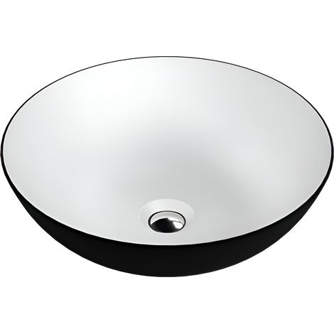 Vasque à poser LAVITA Vasque à poser élégante et compacteProduit en porcelaine de haute qualité ronde 40x40x13,5 cm Blanc/Noir