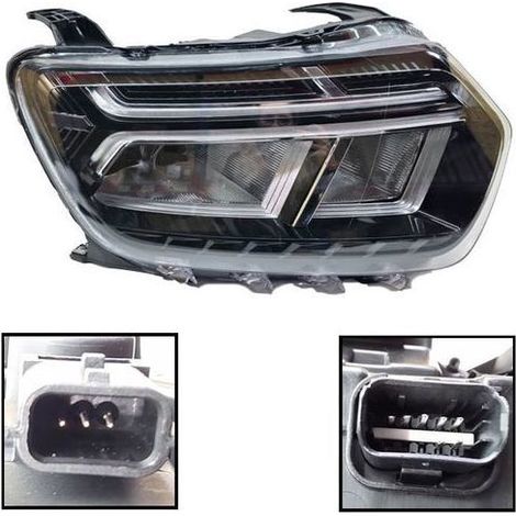 Faros derecho Dacia Duster 2021-2024, con motor, marco cromado 260101613R, LED (luz de cruce + posición + DRL + intermitente) (1/4)