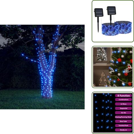 Illuminazione interna - vidaXL Luci Solari Fatate 2 pz 2x200 LED Blu Interni Esterni - Luci decorative