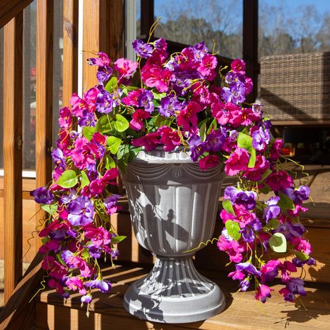 2 Fleurs Hibiscus Artificielles Suspendues en Soie, Plantes Retombantes Réalistes Anti-UV, Décoration Extérieure pour Balcon, Terrasse et Jardin (1/5)