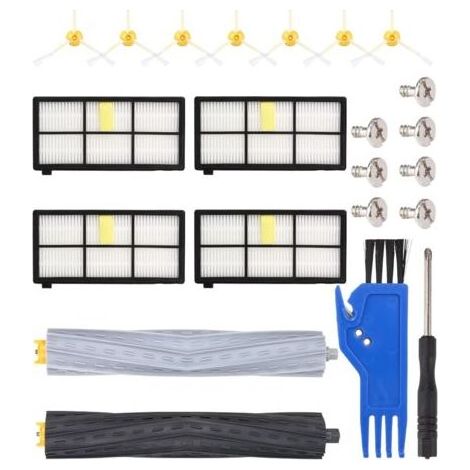 Kit Remplacement Accessoires pour iRobot Roomba Série 800 900,Pièces de rechange Remplacement pour 850 860 861 865 870 876 886 891 960 965,1 jeu brosses principales,4 filtres,7 brosses (1/5)