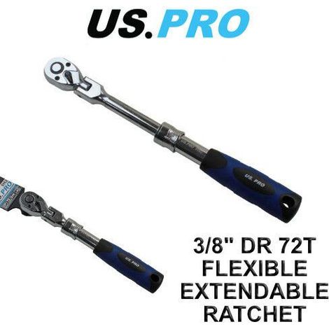 US PRO 3/8"" RATCHET TELESCOPIC FLEXI HEAD REVERSIBLE QUICK RELEASE WRENCH 5162 (1/3)