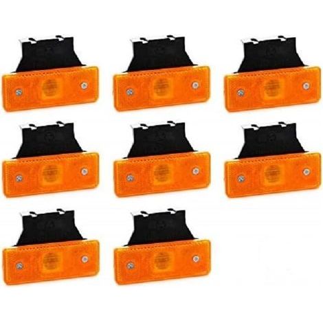 Lot de 8 feux de position à LED orange 24V 12V avec supports en caoutchouc pour châssis remorque camion remorque camion (1/5)