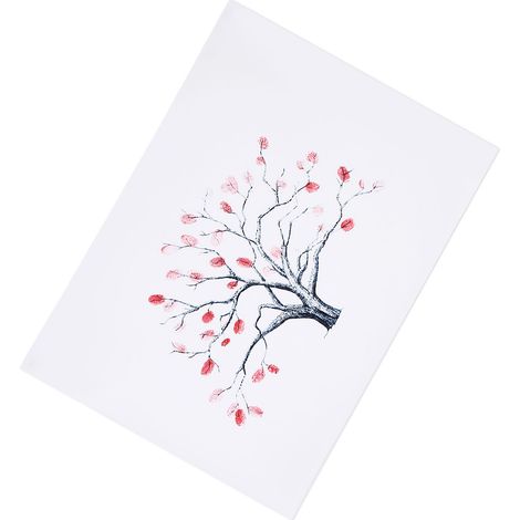 Arbre à empreintes digitales Toile Personnalisée Mariage Invités Signature Encre (1 Tronc Noir) (1/5)