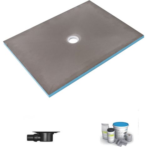 Receveur de douche à carreler 140 x 100 WEDI Fundo Primo rectangle écoulement centré + bonde horizontale + kit d'étanchéité