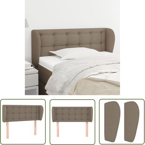 The Living Store Tête de lit avec oreilles Taupe 93x23x78/88 cm Tissu - Tête De Lit - Têtière De Lit - Literie - Meuble De Chambre - Décoration Chambre (1/5)