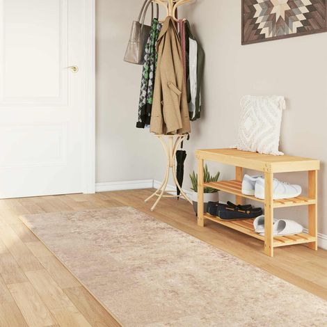 vidaXL Rug Runner MARSA Beige 100 x 350 cm Polyester and PVC