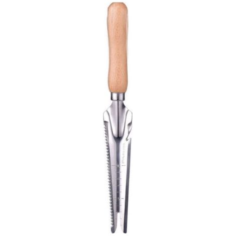 Hand Weeding Tool with Wooden Handle and Stainless Steel Head with Measurement, Weeding Puller for Weeding, Planting Vegetables, Flowers, Digging, Pruning (1/3)
