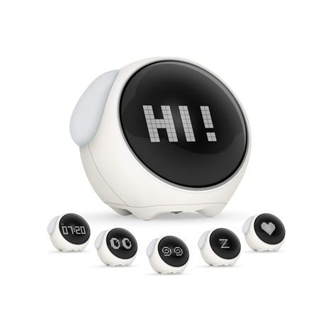 Réveil Enfant Numérique - Veilleuse Réglable - Commande Vocale - Affichage Heure Température - Batterie Lithium Rechargeable USB - 1 Pièce (1/5)