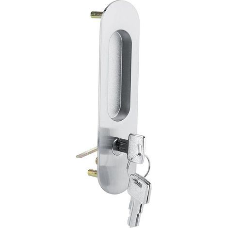 Gate de Salle de Bain Serrures de Porte Coulissante à Levier Serrure à Encastrer à Poignée Verrous avec des clés en Bois(Acier Inoxydable) (1/5)