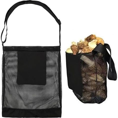 Noir,Sac de Chasse Aux Champignons Pliable - Maille Réglable pour Cueillette, Récolte, Camping et Randonnée en Plein Air (1/5)