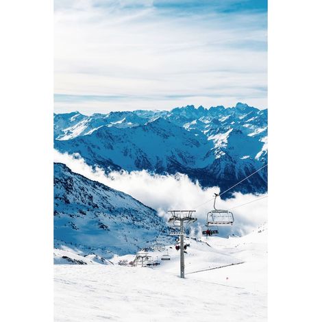 Tableau sur toile téléski Savoie 30x45 cm - Impression sur Toile Murale Décorative - Image imprimée en HD sur Toile - Toile sur Châssis en Bois FSC - Fabriqué en France (1/5)