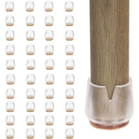 Feltrini in silicone da 40 pezzi (12-16 mm) per mobili/arredamenti - Punte antigraffio - Cuscinetti per sedie per la protezione del pavimento (Trasparenti - 40 pezzi, rotondi XS (12-16 mm)) (1/5)