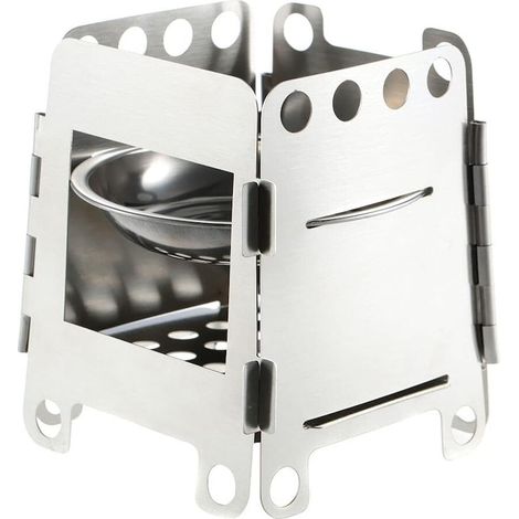 Poêle de camping, KkvoGmle, acier inoxydable, portable, 2 en 1, argent, polyvalent et pratique, pour un usage quotidien (1/4)